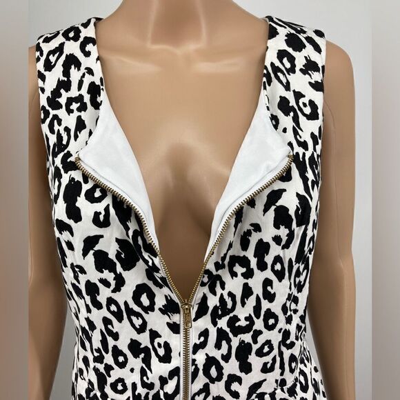Beladama Cheetah Print Midi Dress Size 12 Black/White Color Made in Venezuela - Picture 1 of 10